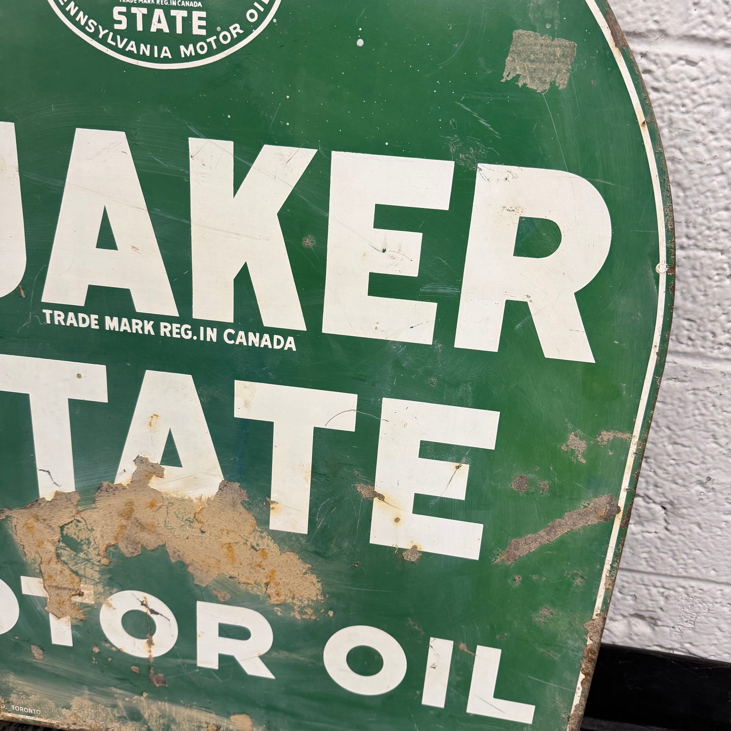 Vintage Quaker State PA Tin Sign