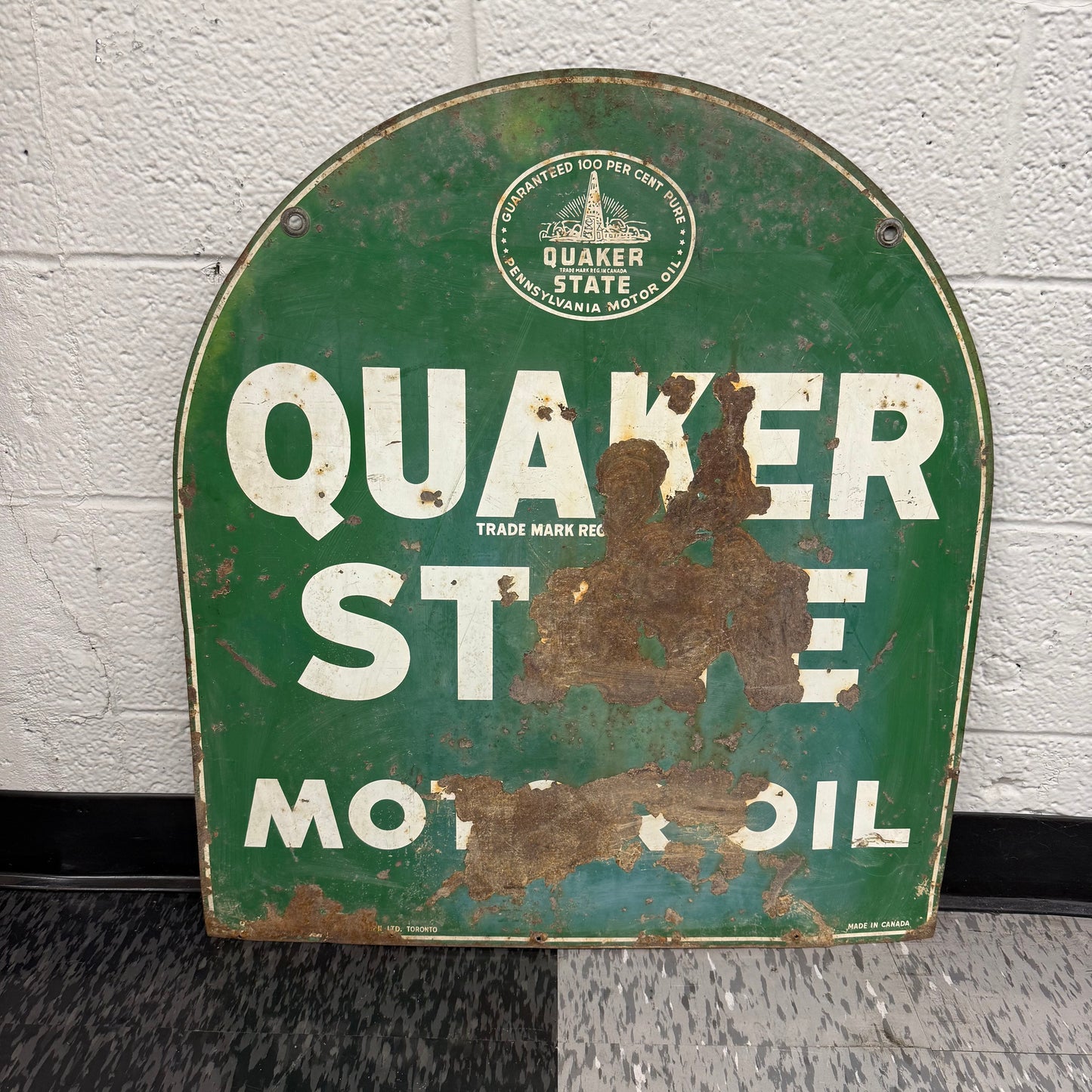 Vintage Quaker State PA Tin Sign