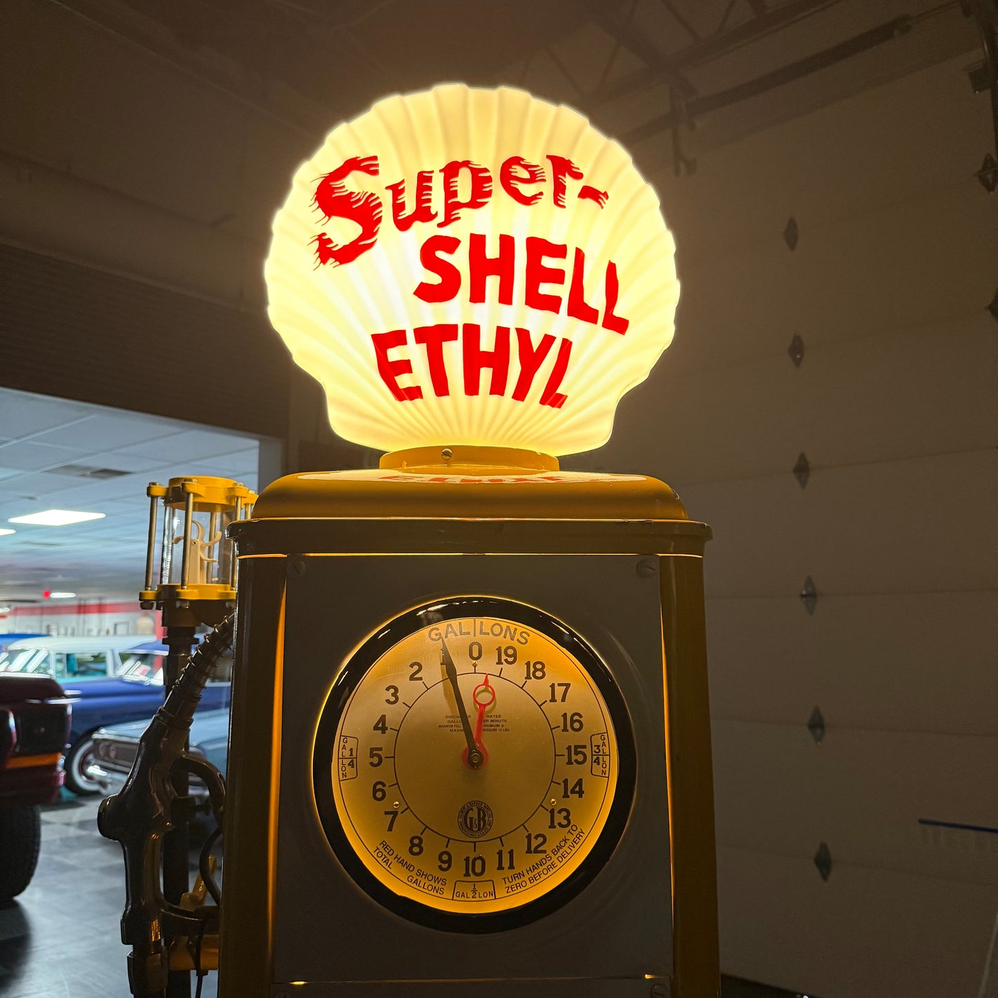 Restored Gilbert & Barker 105 Clock Face Gas Pump