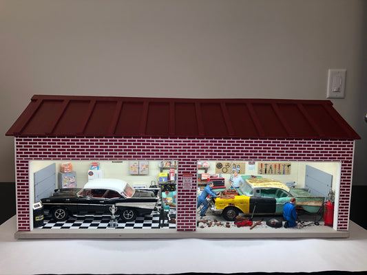 57 Chevys Before & After Garage - Diorama