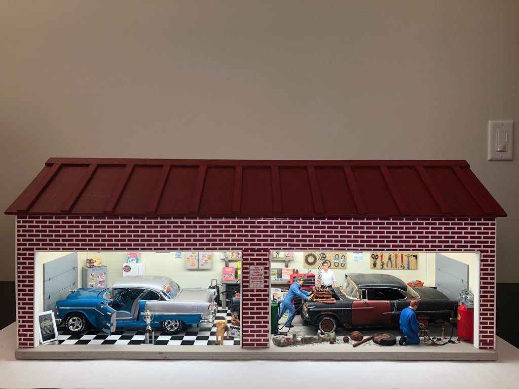 55 Chevys Before & After Garage - Diorama